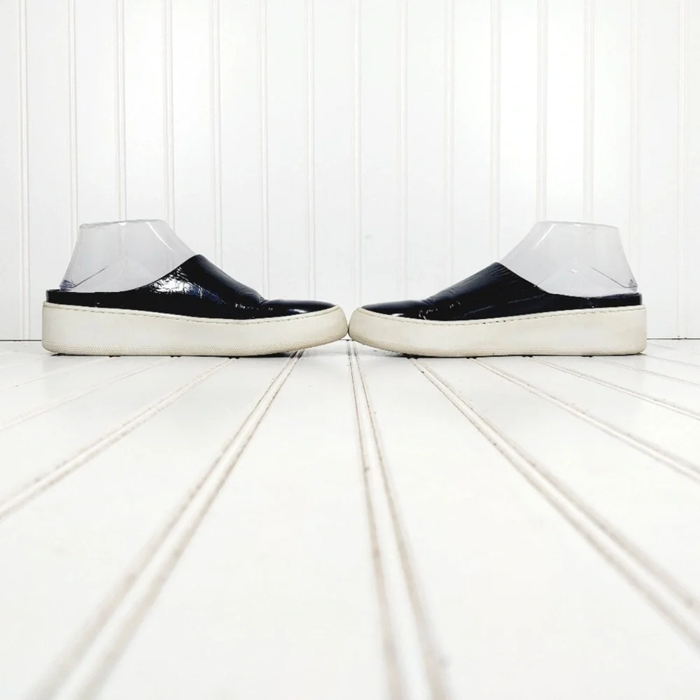 Free People Wynwood Patent Leather Mule Sneakers Black Slip On Shoe EU 38 US 7.5